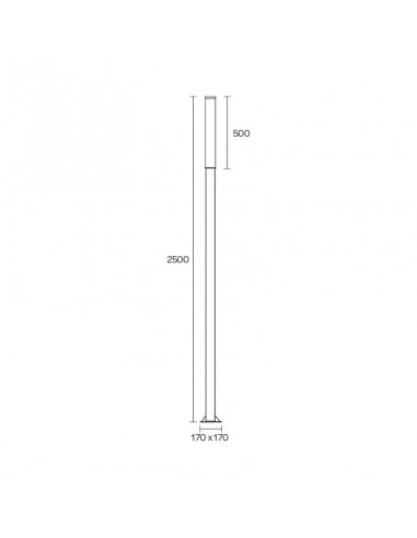 FAROLA ALUMINIO 2420 E27 NEGRO 250CM