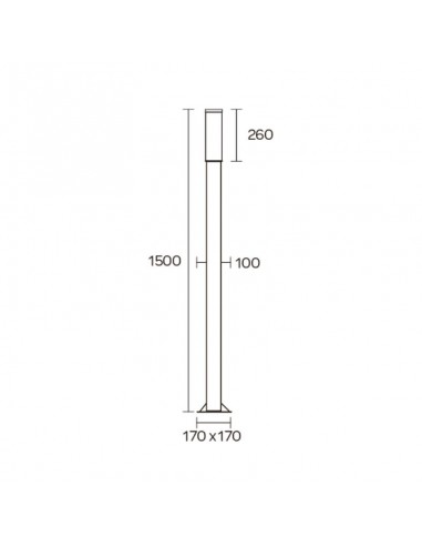 FAROLA ALUMINIO 2420 E27 NEGRO 150CM