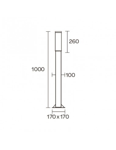 FAROLA ALUMINIO 2420 E27 NEGRO 100CM
