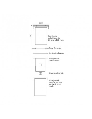APLIQUE PARED EMBUTIR GU10 LED (3001/B)