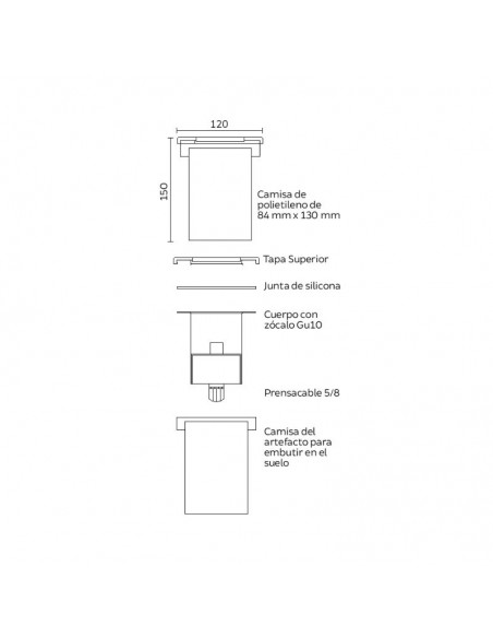 APLIQUE PARED EMBUTIR GU10 LED (3001/B)
