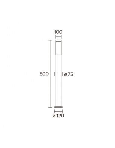 FAROLA ALUMINIO 2550 E27 NEGRO 80CM