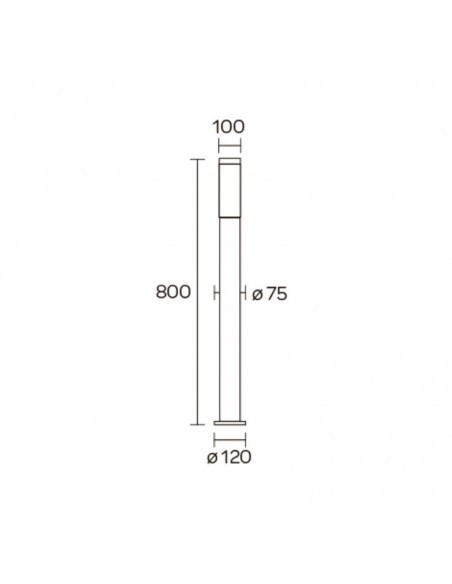 FAROLA ALUMINIO 2550 E27 NEGRO 80CM