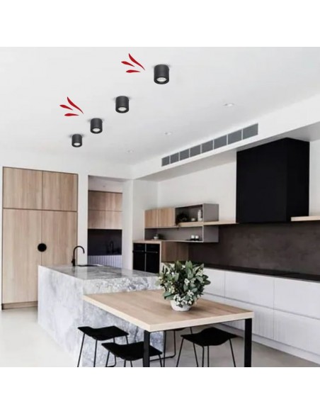 PLAFON TECHO ALUMINIO GU10 REDONDO NEGRO (225/P)