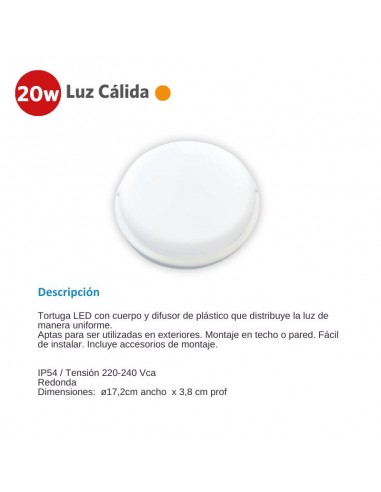 TORTUGA LED REDONDO BLANCO 20W CALIDA 3000K SICA