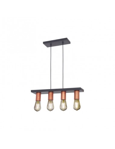 COLGANTE 4 LUCES NEGRO/COBRE FAROLUZ