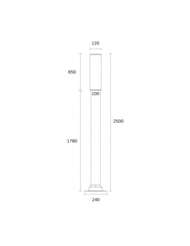FAROLA ALUMINIO 2500 2 TUBO LED 60CM - 250CM NEGRO