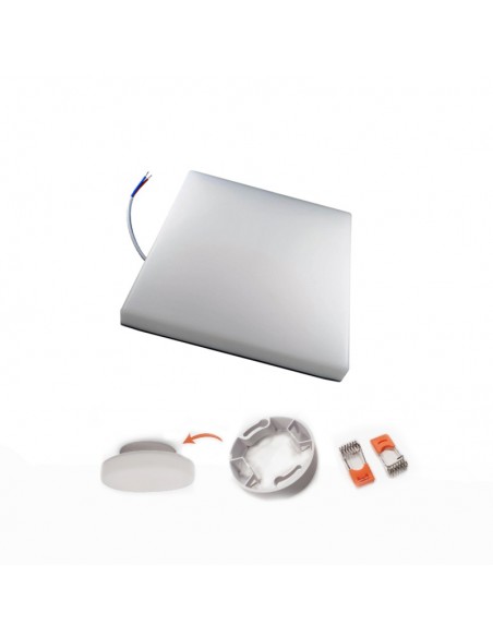 PLAFON APLICAR O SEMI EMBUTIR CUADRADO 32W 21CM LUZ CALIDA.