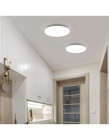 PLAFON APLICAR O SEMI EMBUTIR REDONDO 32W 21,5CM LUZ CALID.