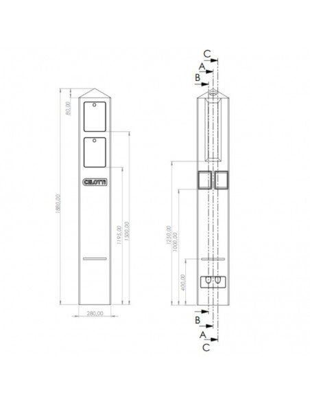 PILAR PREMOLDEADO MONOF DOBLE C/ CAJA MED Y TMG T4.