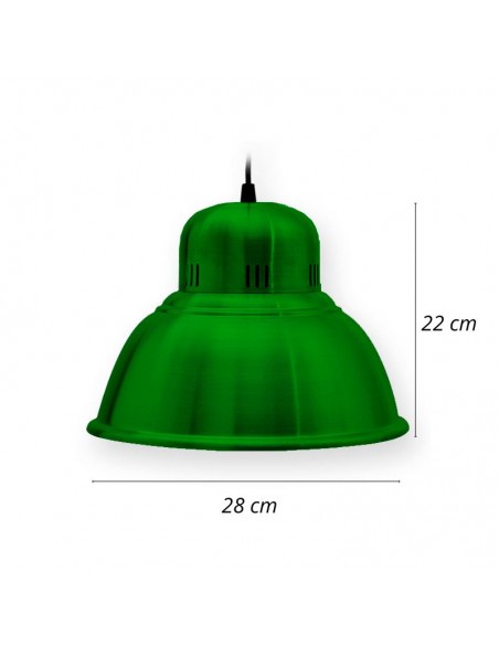 COLGANTE CAMPANA INDUSTRIAL ALUMINIO VERDE 28CM E27