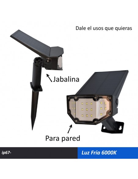 SPOT C/JABALINA SOLAR ILITIO 3.7V O APLIQUE PARED 6000K