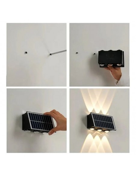 APLIQUE LED SOLAR BIDIRECCIONAL 6LED IP65 3000K 4000K 6500K