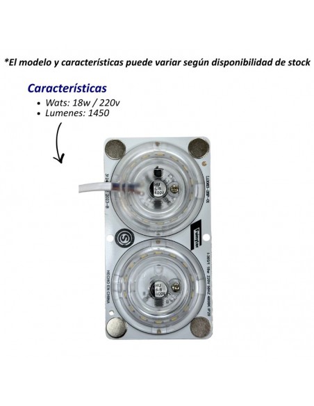 PLAQUETA LED IMANTADA 2 X 9W LUZ NEUTRA 4000K 1920LM