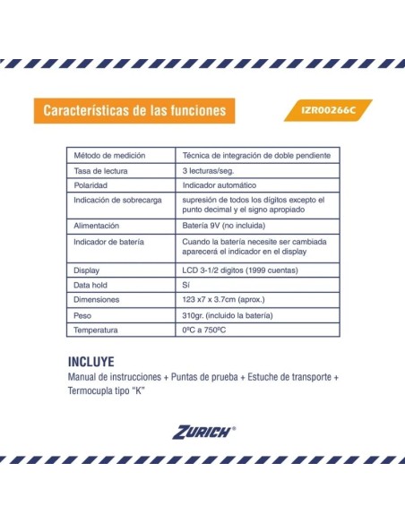 PINZA AMPEROMETRICA DIGIT. C/TEMPERAT. 266C