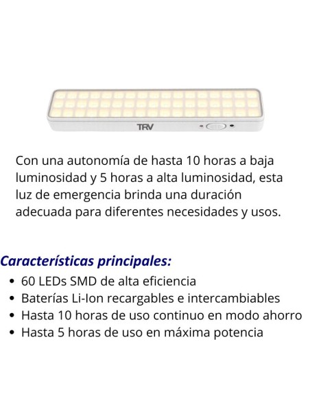EQUIPO EMERGENCIA TRV 60 LEDS