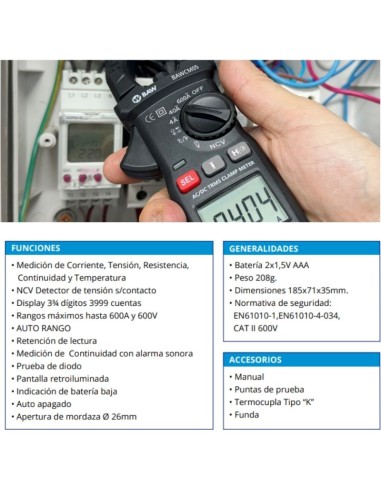 PINZA AMPEROMETRICA BAW BAWCM05 TRUE RMS