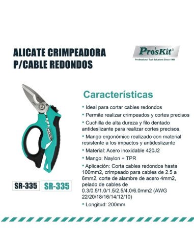 ALICATE TIJERA P/CAB.RED. PROSKIT SR-335