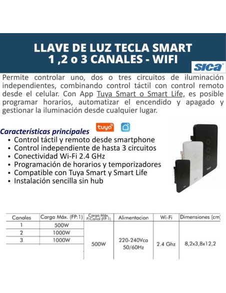 LLAVE SICA SMART NEGRO 3 EFECTO TOUCH