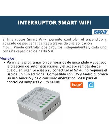 INTERRUPTOR SWITCH SMART WIFI 10A 2 SALIDAS