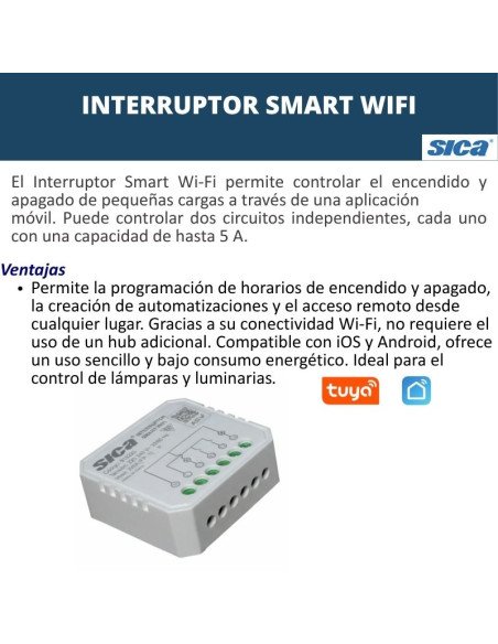 INTERRUPTOR SWITCH SMART WIFI 10A 2 SALIDAS