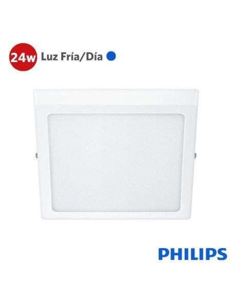 PLAFON LED PHILIPS CUADRADO 24W LUZ FRIA 28CM