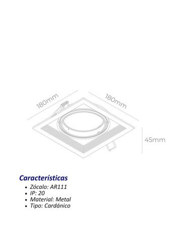 PLAFON EMBUTIR ECUA AR111 1 LUZ BLANCO CANDIL