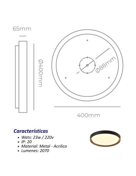 PLAFON LED ALEC 23W 3000K 40CM BLANCO CANDIL