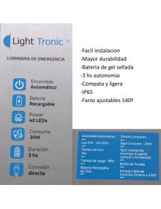 EQUIPO EMERGENCIA LIGHT TRONIC  2 FAROS 20W IP65 2