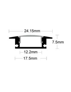 PERFIL PARA TIRA LED CANDIL ALUMINIO EMBUTIR 2M NEGRO 2