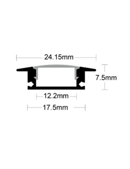 PERFIL PARA TIRA LED CANDIL ALUMINIO EMBUTIR 2M NEGRO