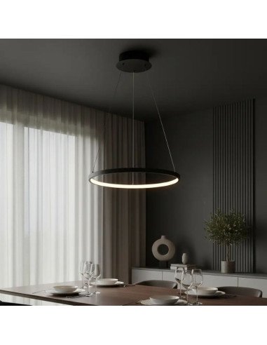 COLGANTE SATURNO 80CM 40W LUZ CALIDA NEGRO