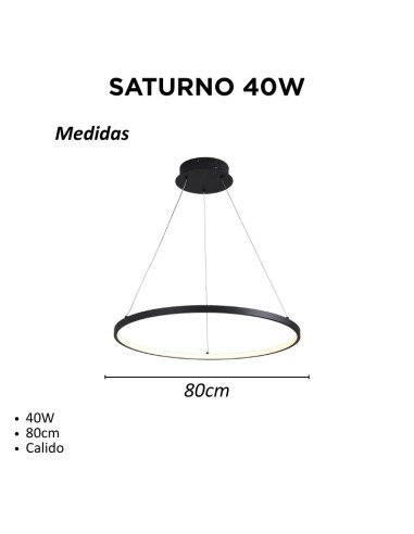 COLGANTE SATURNO 80CM 40W LUZ CALIDA NEGRO