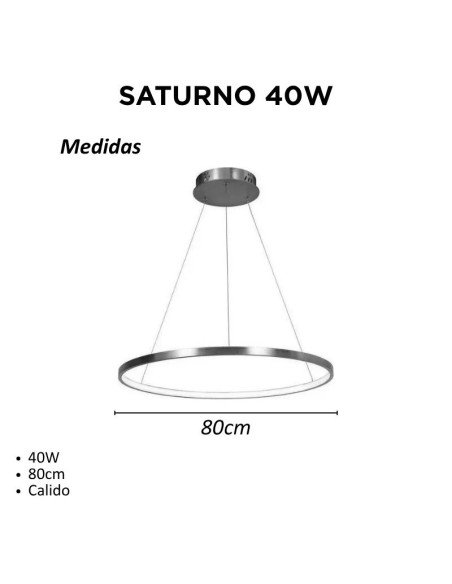COLGANTE SATURNO 80CM 40W LUZ CALIDA PLATIL