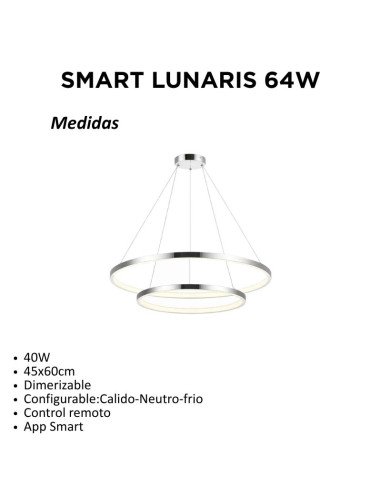 COLGANTE LUNARIS 45/60CM 64W PL CAL/NEU/FRI...