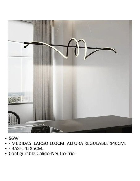 COLGANTE DECO CCT 56W NEGRO LUZ CAL/NEU/FRIA