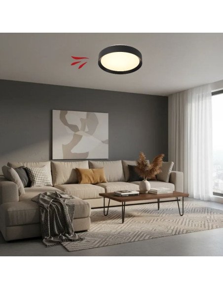 PLAFON REDONDO CAMBOYA 40W NEGRO CAL/NEU/FRIA 45CM DIMMER