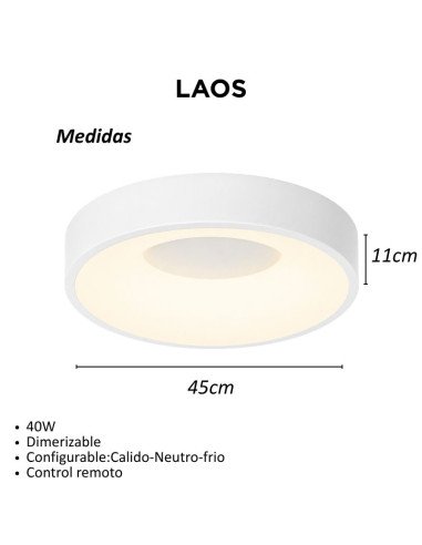 PLAFON RED. LAOS 40W BL CAL/NEU/FRIA 45CM...