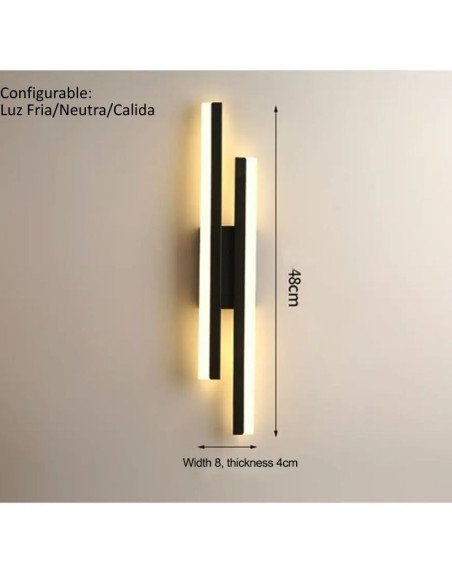 APLIQUE LED CCT 20W NEGRO LUZ CALIDO NEUTRO FRIO