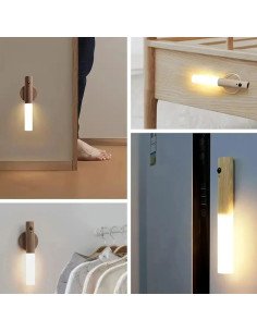 APLIQUE PARED MAGNETICO USB SENSOR MOV 6500K MADERA 2