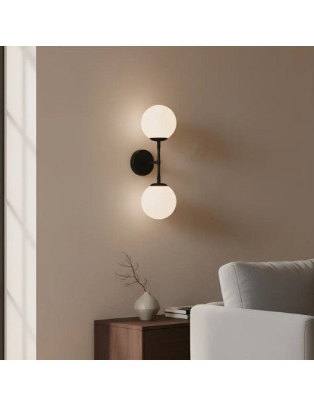APLIQUE PARED TECHO SENSEI 2 LUCES NEGRO  CANDIL
