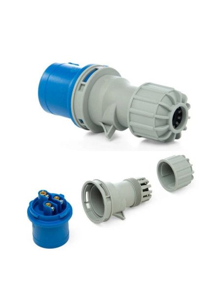 FICHA IND.STECK MACHO 16A IP44 2P+T AZUL 220V