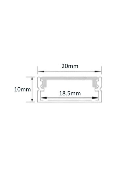 PERFIL PARA TIRA LED ALUMINIO APLICAR 2M SIN ACCESORIOS