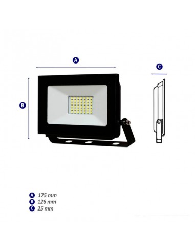 PROYECTOR LED 30W LUZ CALIDA 220V APTO EXTERIOR...