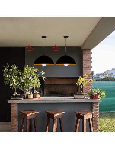 COLGANTE MEDIA ESFERA 40CM E27 CHAPA NEGRO COBRE