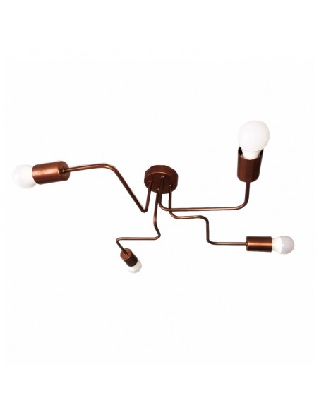 PLAFON ARAÑA VINTAGE ACERO 4 LUCES COBRE E27