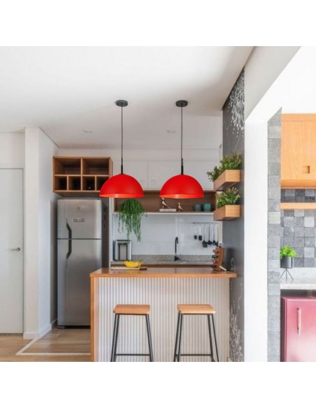 COLGANTE MEDIA ESFERA 35CM E27 POLIPROPILENO ROJO