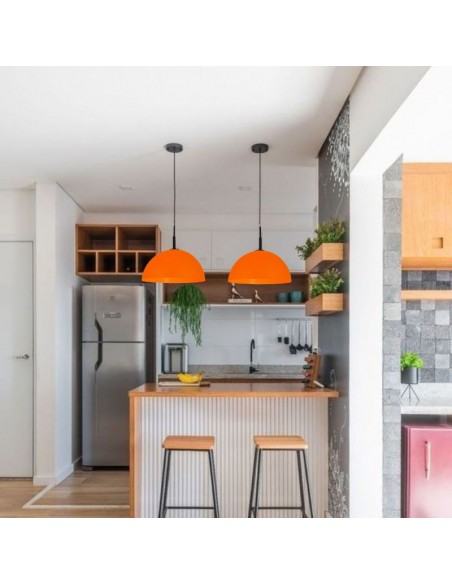 COLGANTE MEDIA ESFERA 35CM E27 POLIPROPILENO NARANJA