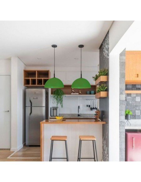 COLGANTE MEDIA ESFERA 35CM E27 POLIPROPILENO VERDE