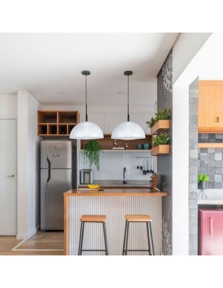 COLGANTE MEDIA ESFERA 35CM E27 POLIPROPILENO BLANCO